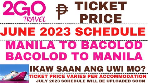 2go bacolod to manila ticket price